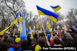 Антивоенный митинг в поддержку Украины. Алматы, 6 марта 2022 года