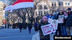 Акция в поддержку Украины и против размещения российских войск в Беларуси в Нью-Йорке (архивное фото)