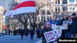 Акция в Нью-Йорке в поддержку Украины и против российской агрессии, 22 января 2022 года