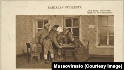 Штаб карельских лесных партизан в деревне Кимасозеро, январь 1922 года