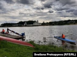 Тренировки на гребной базе в Пскове