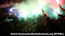 Митинг у стен Верховной Рады в поддержку введения военного положения. Киев, 26 ноября 2018 года.