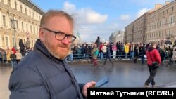 Виталий Милонов на акции протеста 31 января в Петербурге